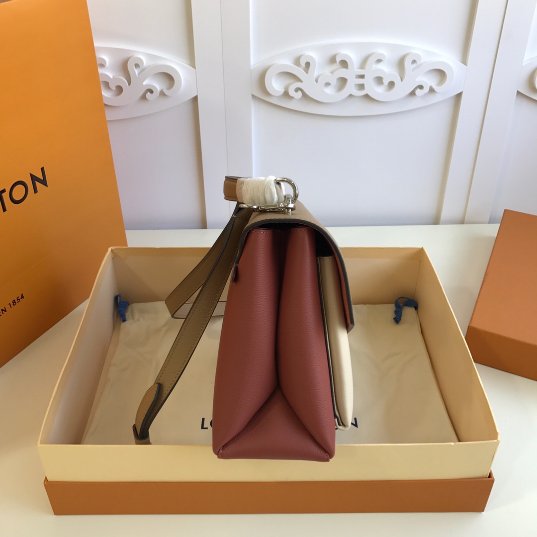 l0vis Vvtt0n mylockme satchel grained calfskin leather brown and white m54849 28 x 20 x 11 cm