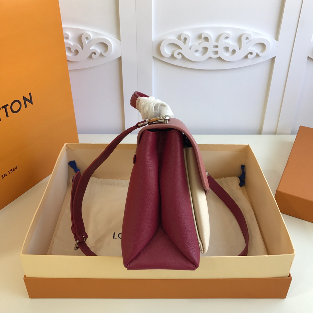 l0vis Vvtt0n mylockme satchel grained calfskin leather burgundy and white m54849 28 x 20 x 11 cm