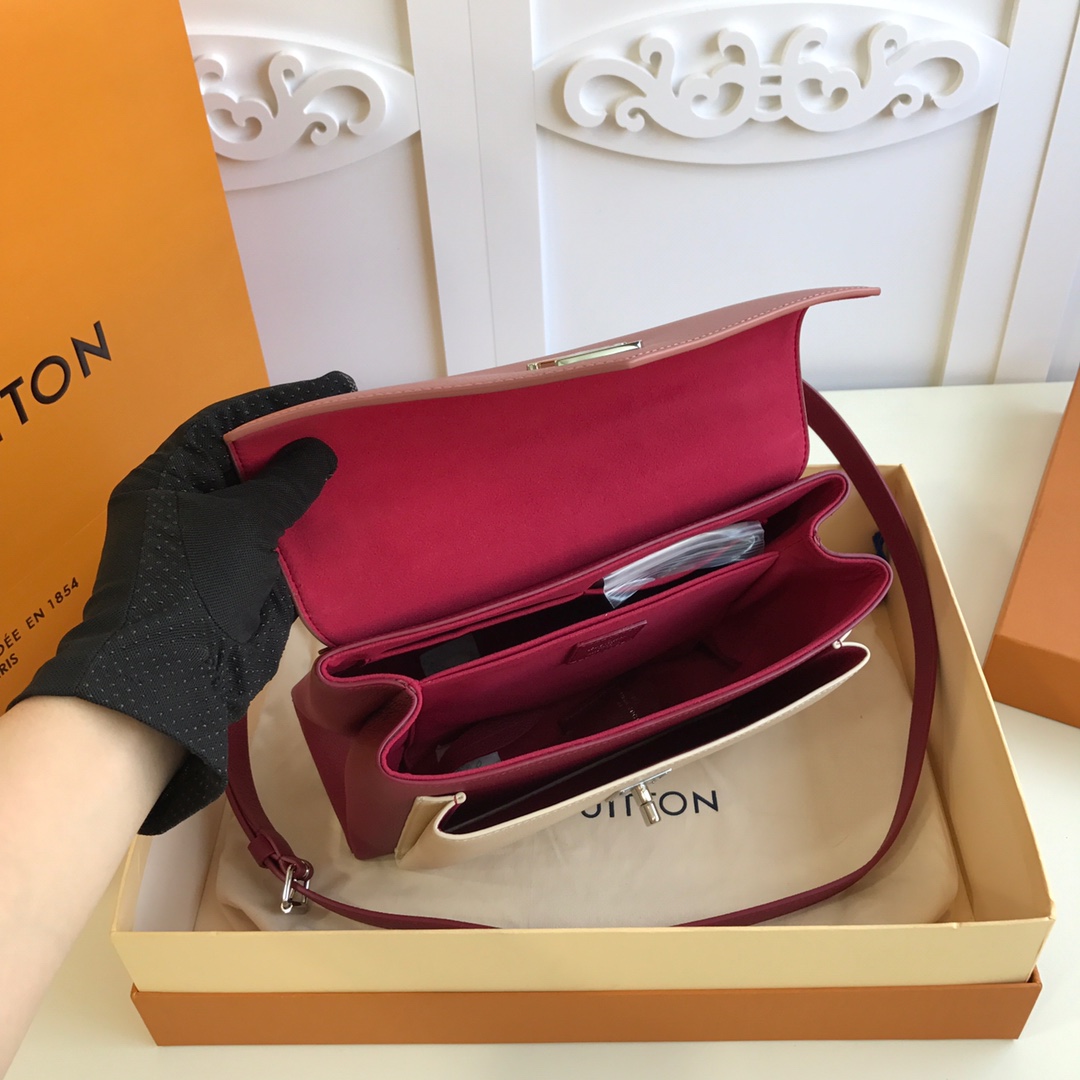 l0vis Vvtt0n mylockme satchel grained calfskin leather burgundy and white m54849 28 x 20 x 11 cm