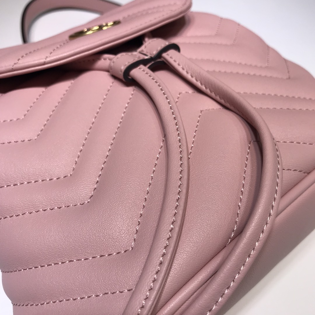 Gvc*1 gg marmont matelassé backpack pink 528129 19 x 18.5 x 10 cm