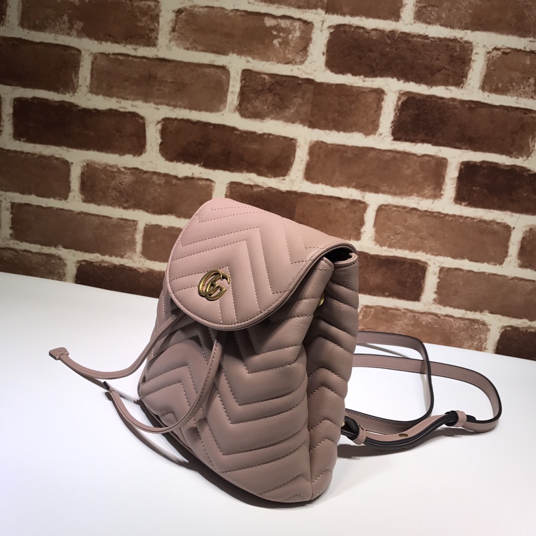 Gvc*1 gg marmont matelassé backpack dark pink 528129 19 x 18.5 x 10 cm