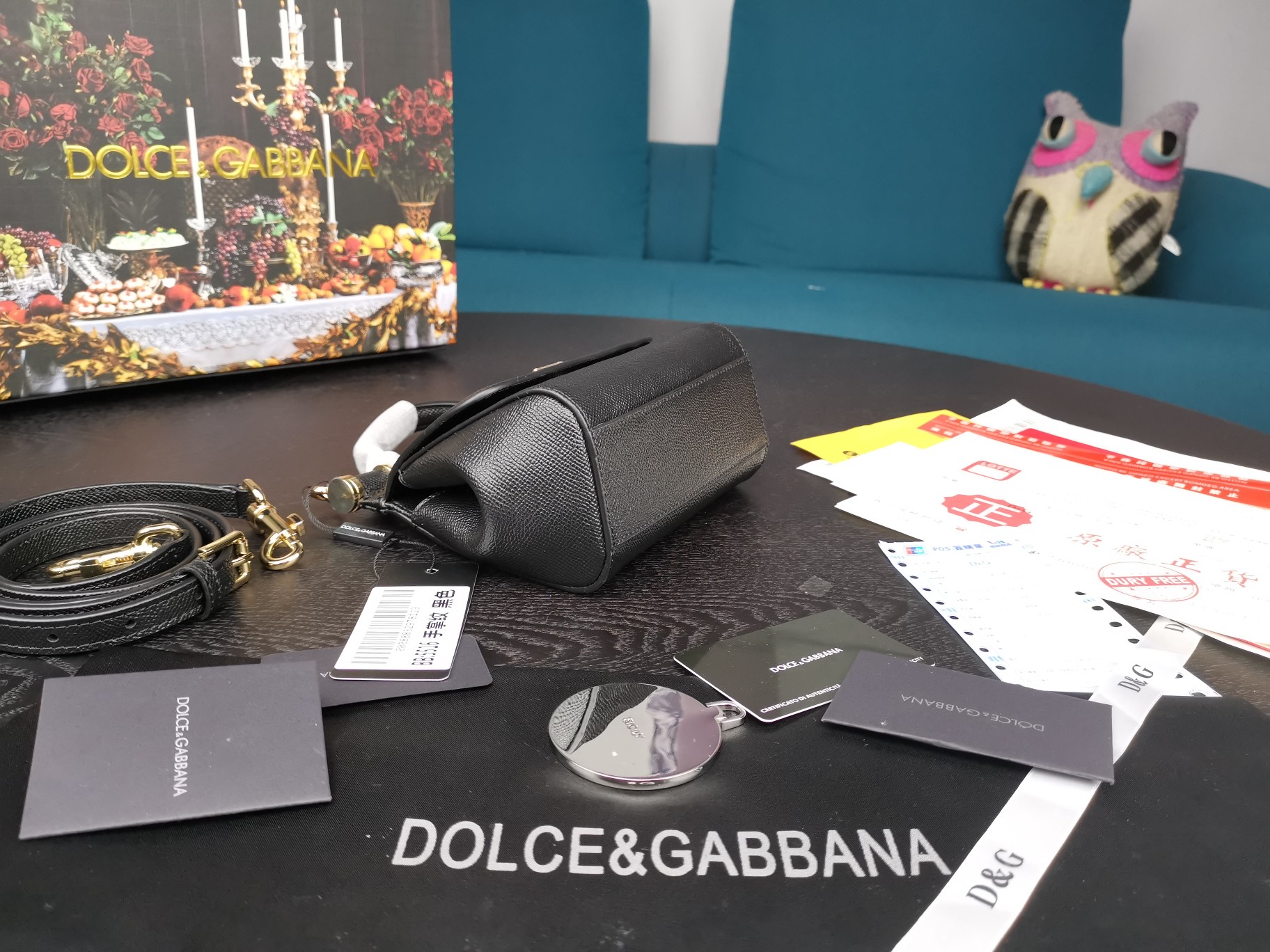 DOLCE&GABBANA MINI Dauphine Leather Sicily Bag Black BB4825A1001 16 x 10 x 5 cm