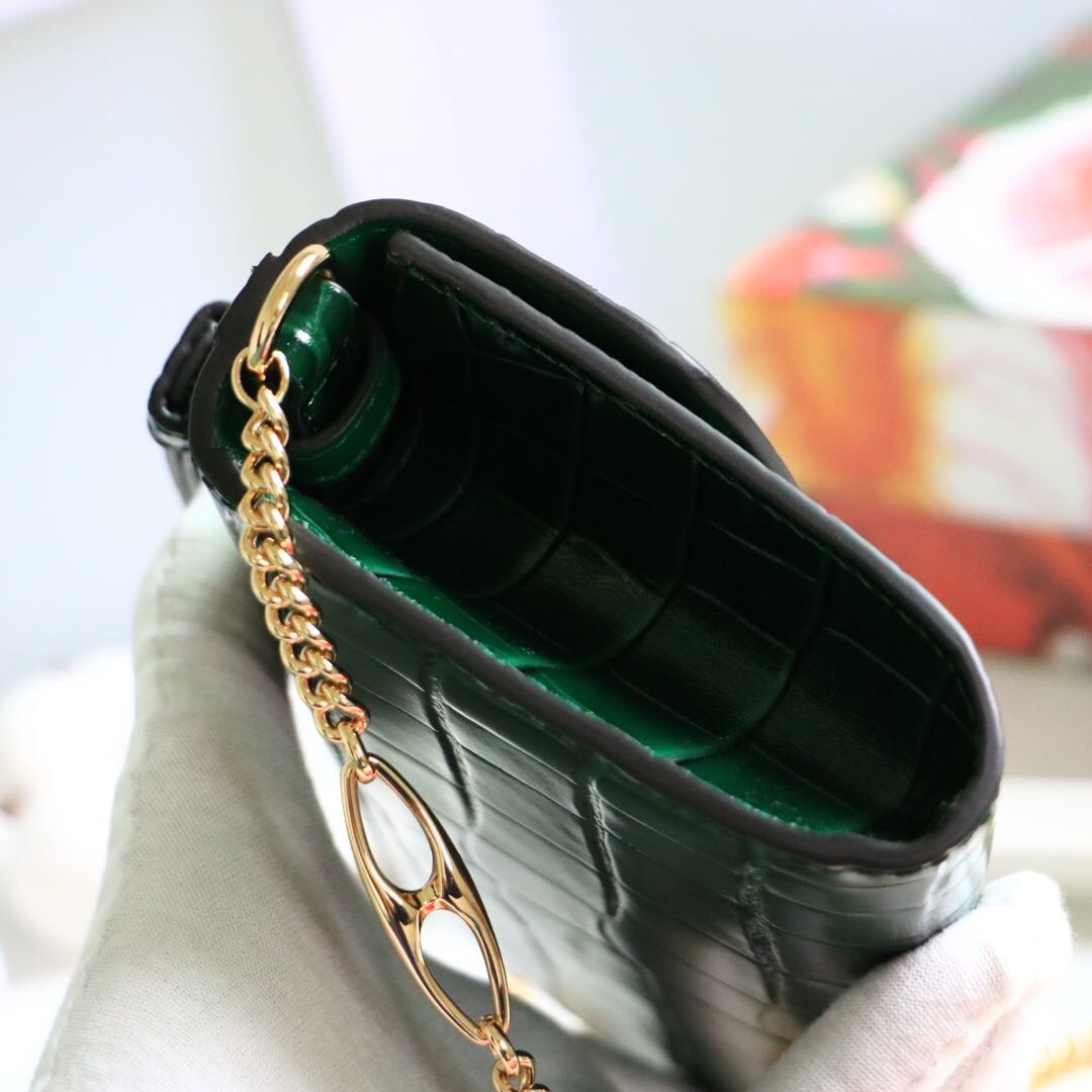 Gvc*1 mini shoulder bag crocodile leather green 564718 18.5 x 11 x 3.5 cm