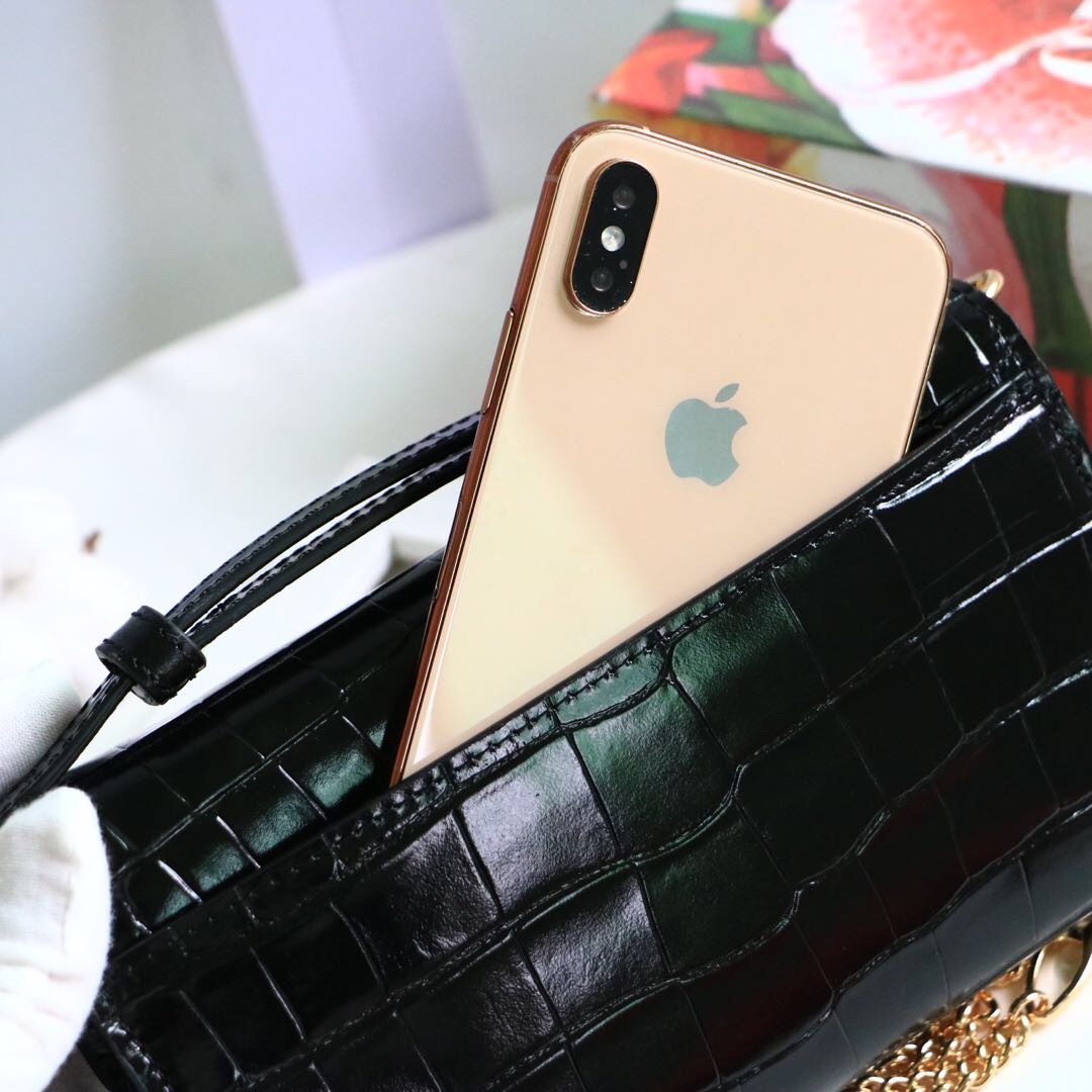 Gvc*1 mini shoulder bag crocodile leather black 564718 18.5 x 11 x 3.5 cm