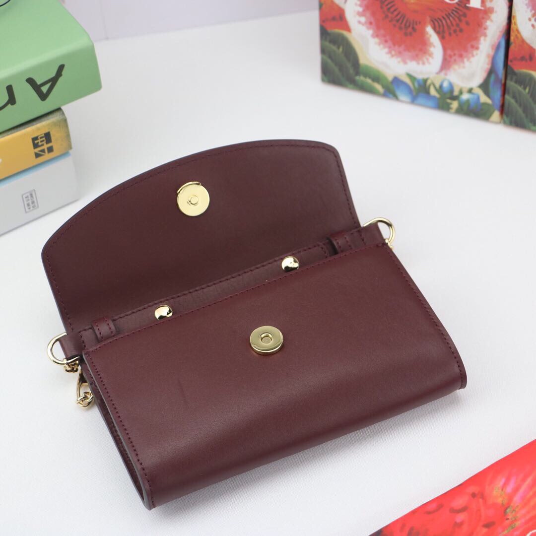 Gvc*1 mini shoulder bag leather burgundy 564718 18.5 x 11 x 3.5 cm
