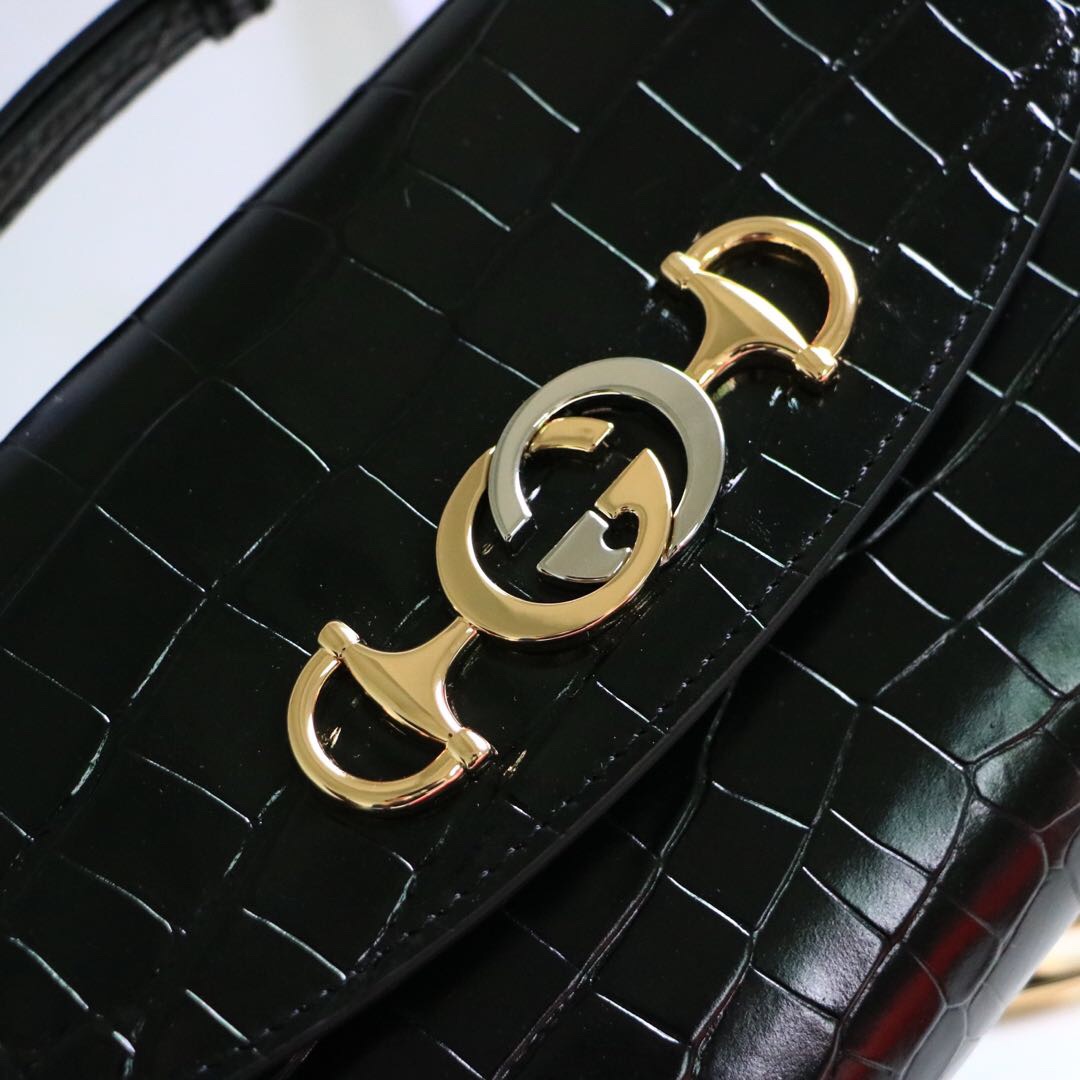 Gvc*1 medium zumi shoulder bag crocodile leather black 572375 24 x 14 x 5 cm
