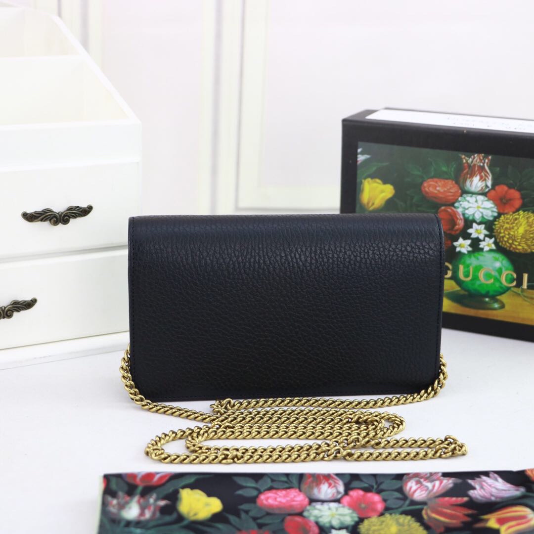 Gvc*1 gg embellished crossbody bag black and pink 524293 18 x 10.5 x 4.5 cm