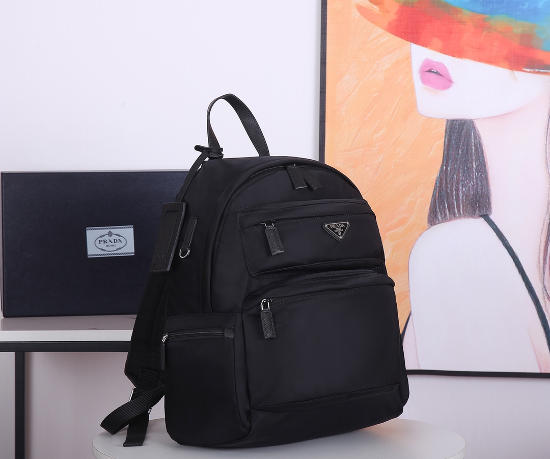 Pra*a nylon backpack black 2vz025 29 × 40 × 17 cm