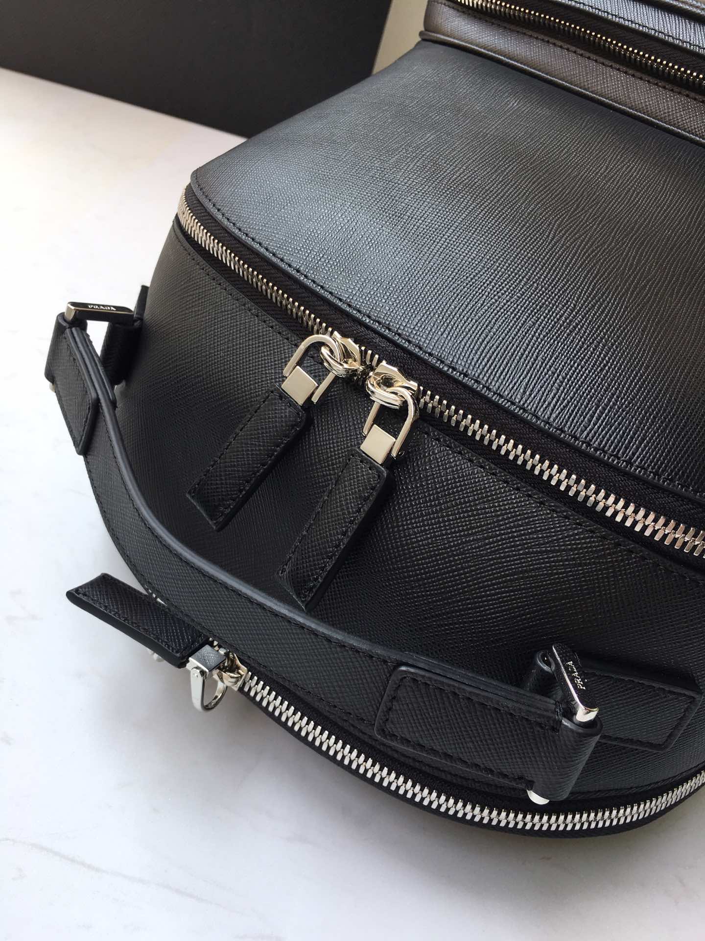 Pra*a saffiano leather backpack black 2vz032 27 x 39.5 x 16cm