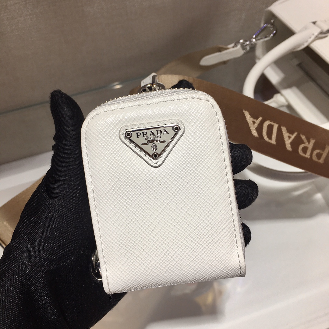 Pra*a mini galleria saffiano leather bag white 1ba296 23 x 16.5 x 10 cm