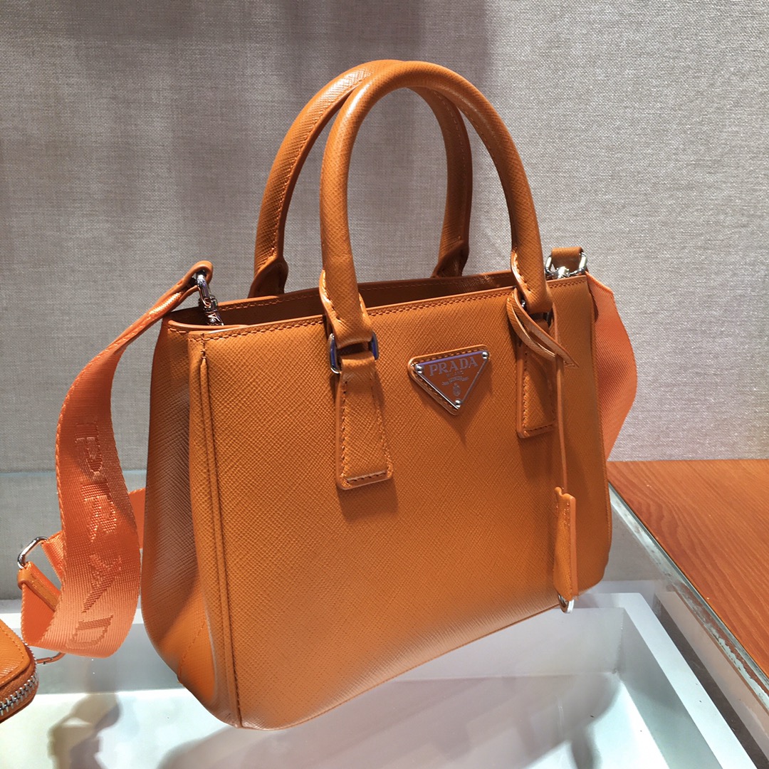 Pra*a mini galleria saffiano leather bag orange 1ba296 23 x 16.5 x 10 cm