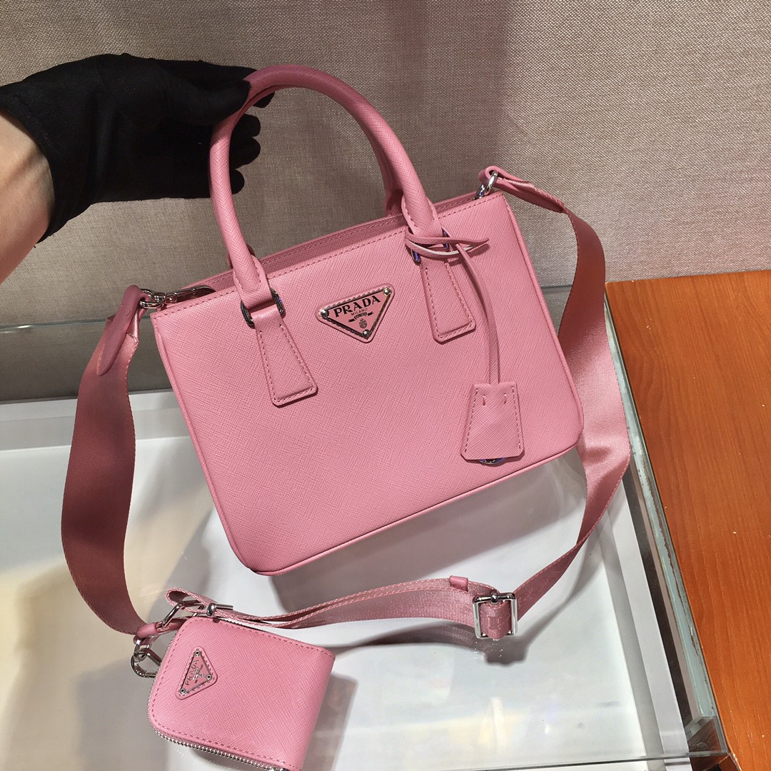 Pra*a mini galleria saffiano leather bag pink 1ba296 23 x 16.5 x 10 cm