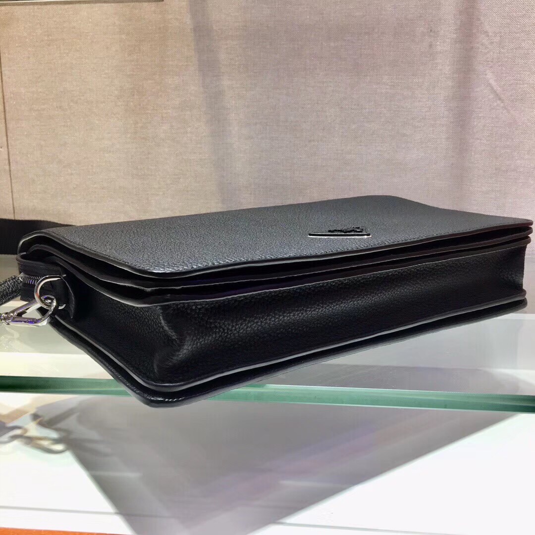 Pra*a leather cross-body bag black 2vd012 30 × 22 × 5 cm