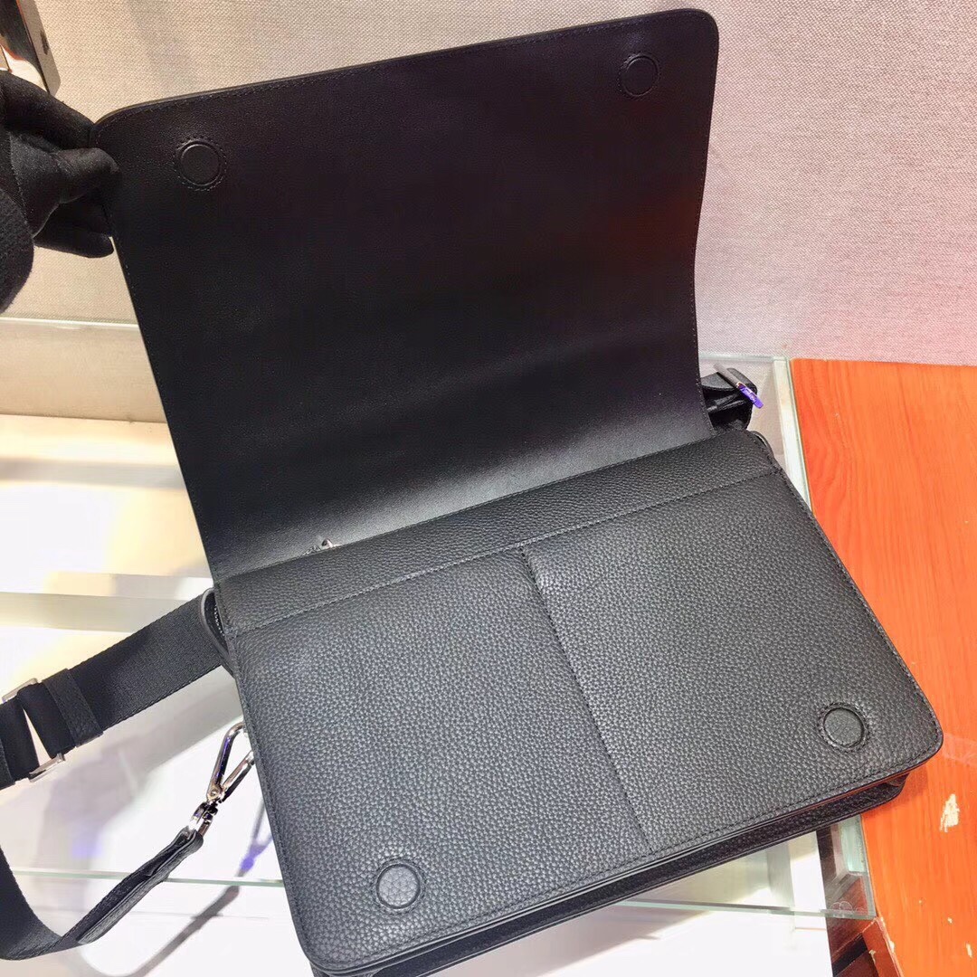 Pra*a leather cross-body bag black 2vd012 30 × 22 × 5 cm