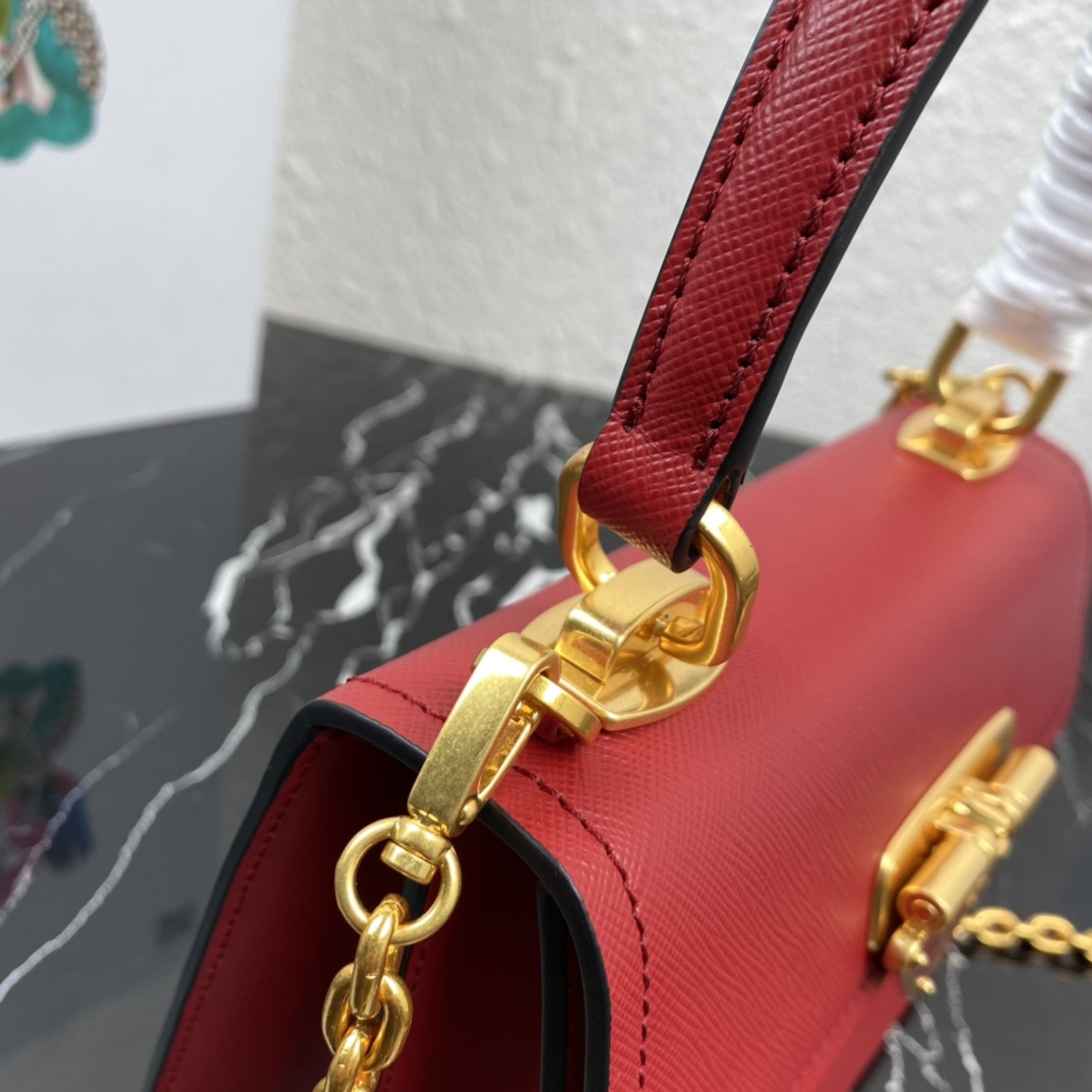 Pra*a symbole saffiano leather symbole bag red 1bn021 20 × 15 × 5 cm