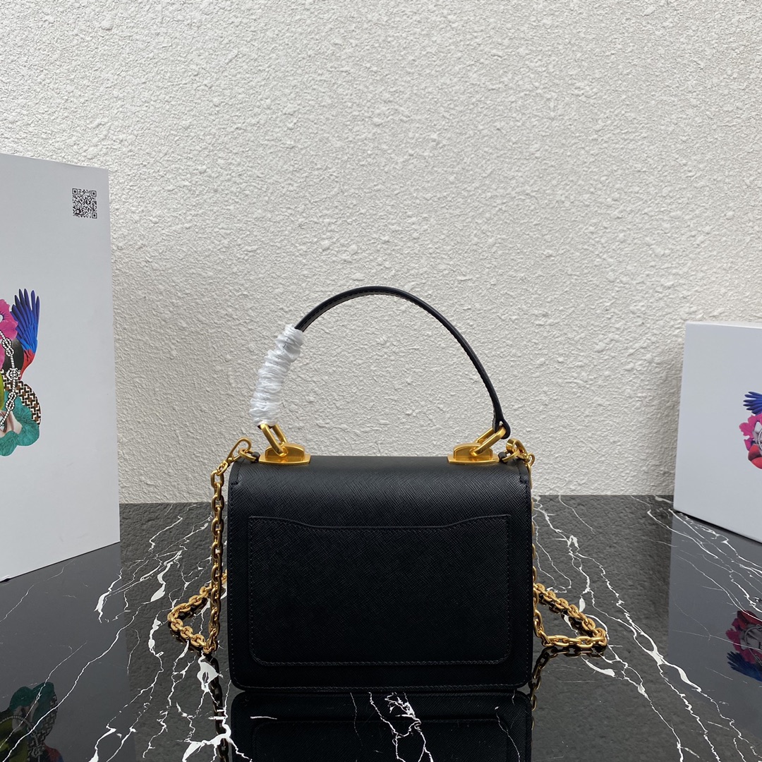 Pra*a symbole saffiano leather symbole bag black 1bn021 20 × 15 × 5 cm