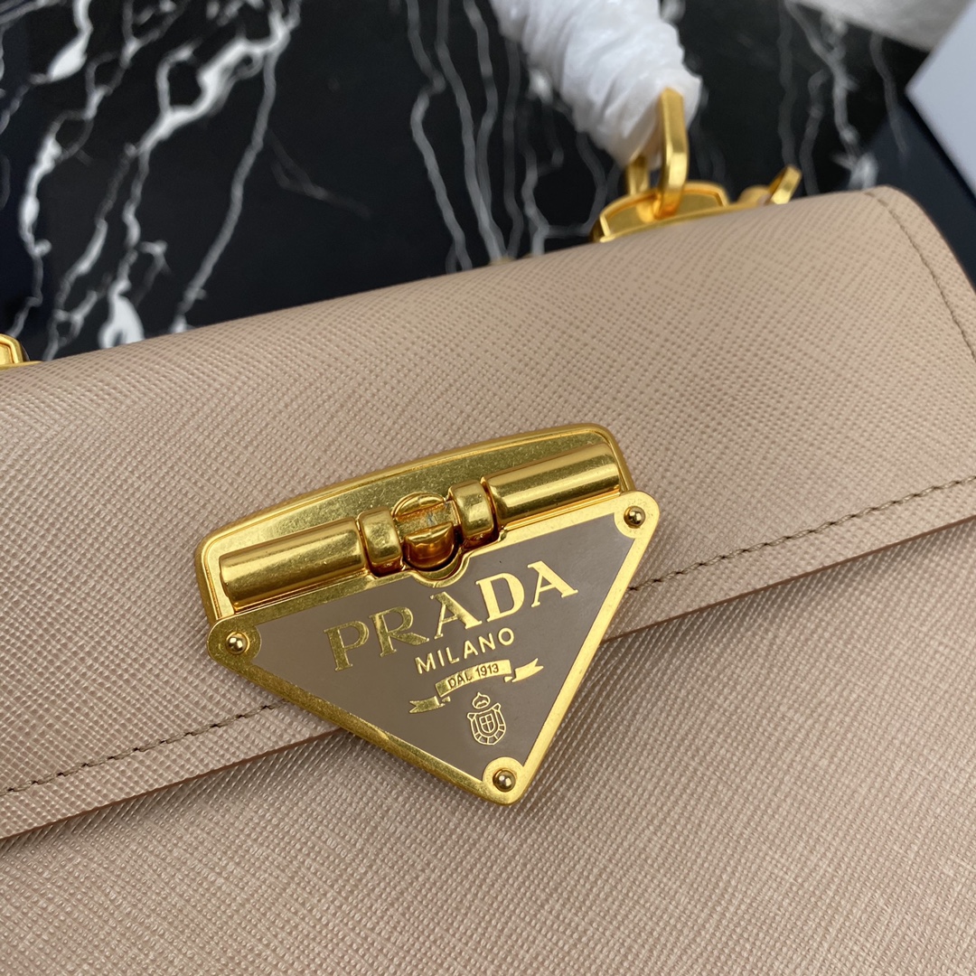 Pra*a symbole saffiano leather symbole bag cameo beige 1bn021 20 × 15 × 5 cm