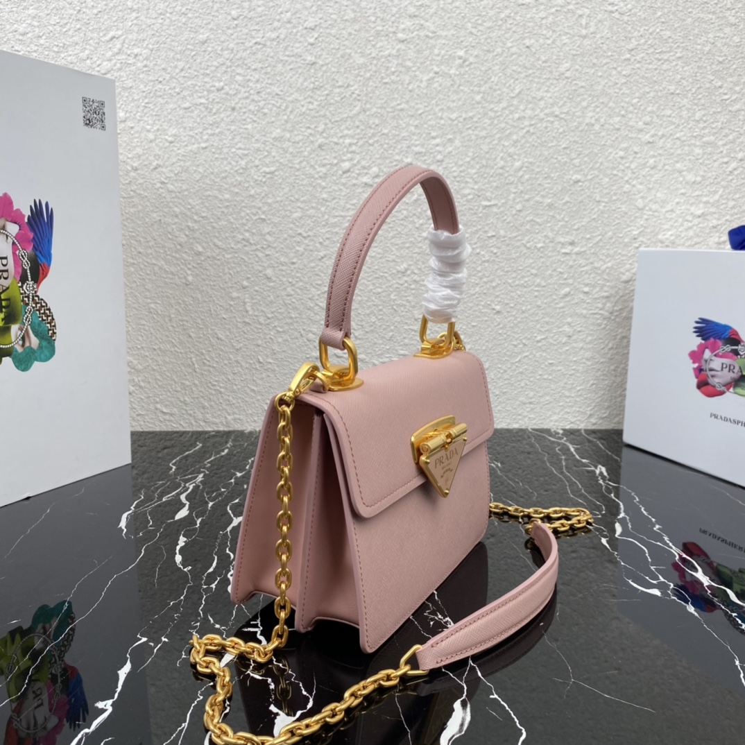 Pra*a symbole saffiano leather symbole bag pink 1bn021 20 × 15 × 5 cm