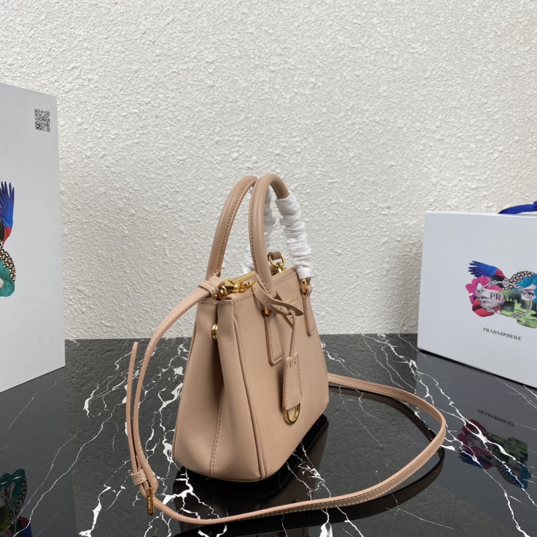 Pra*a micro galleria saffiano leather bag pink beige 1ba906 20 x 15 x 9.5 cm