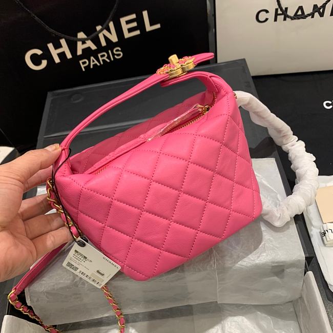 Ch**el small lambskin hobo bag pink as1745 15 x 15 x 12 cm