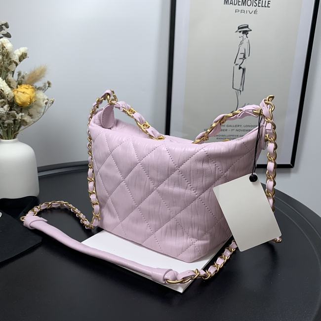 Ch**el hobo bag pink as2480 15 x 12.5 x 18 cm