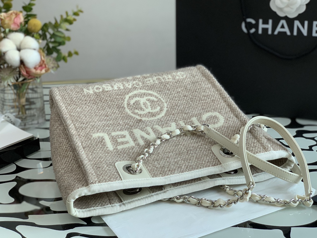 Ch**el deauville tote bag  grey 28 cm