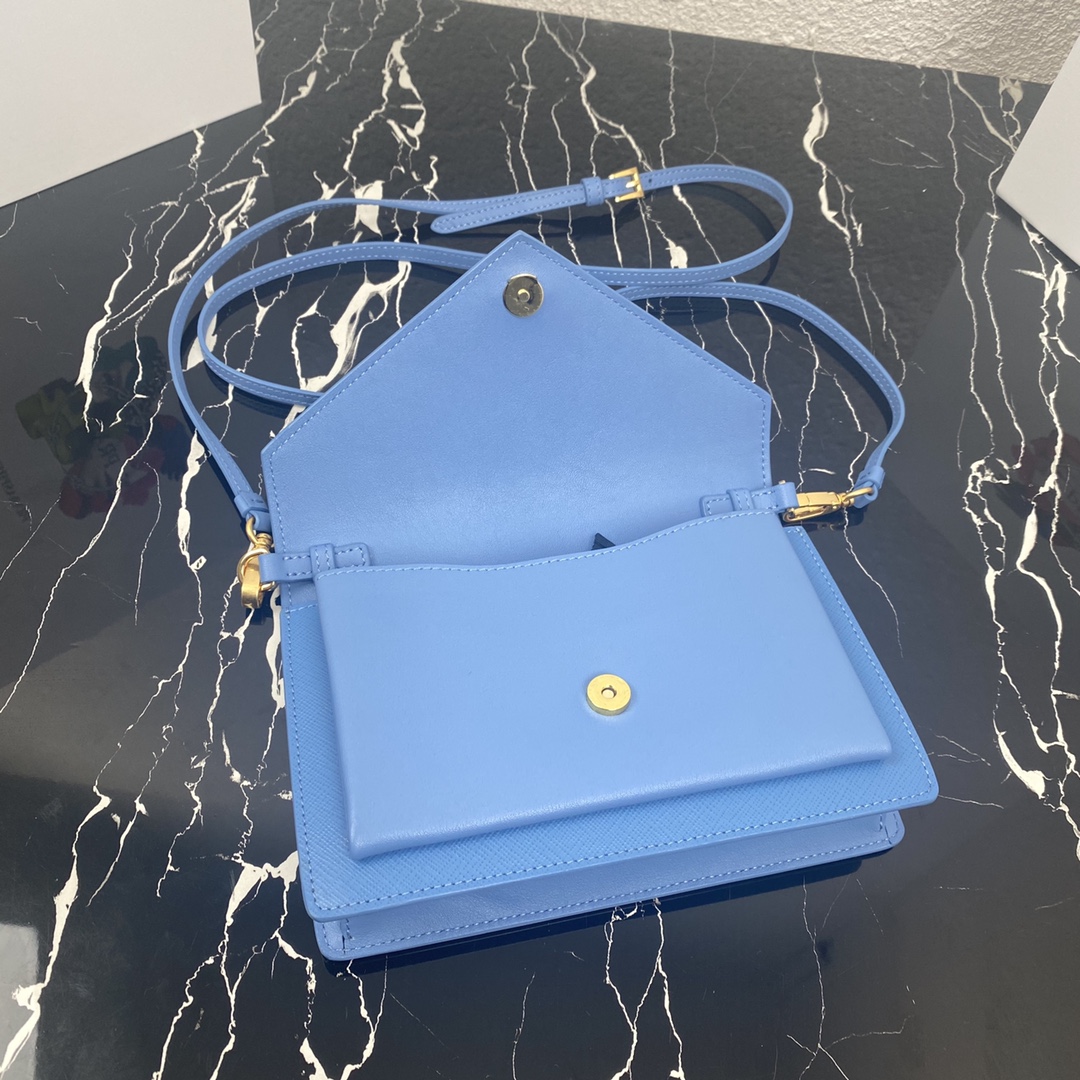 Pra*a mini saffiano leather bag astral blue 1bp020 20 x 12 x 4 cm