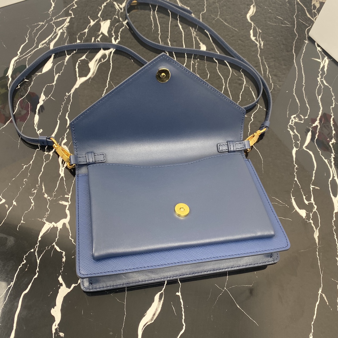 Pra*a mini saffiano leather bag dark blue 1bp020 20 x 12 x 4 cm