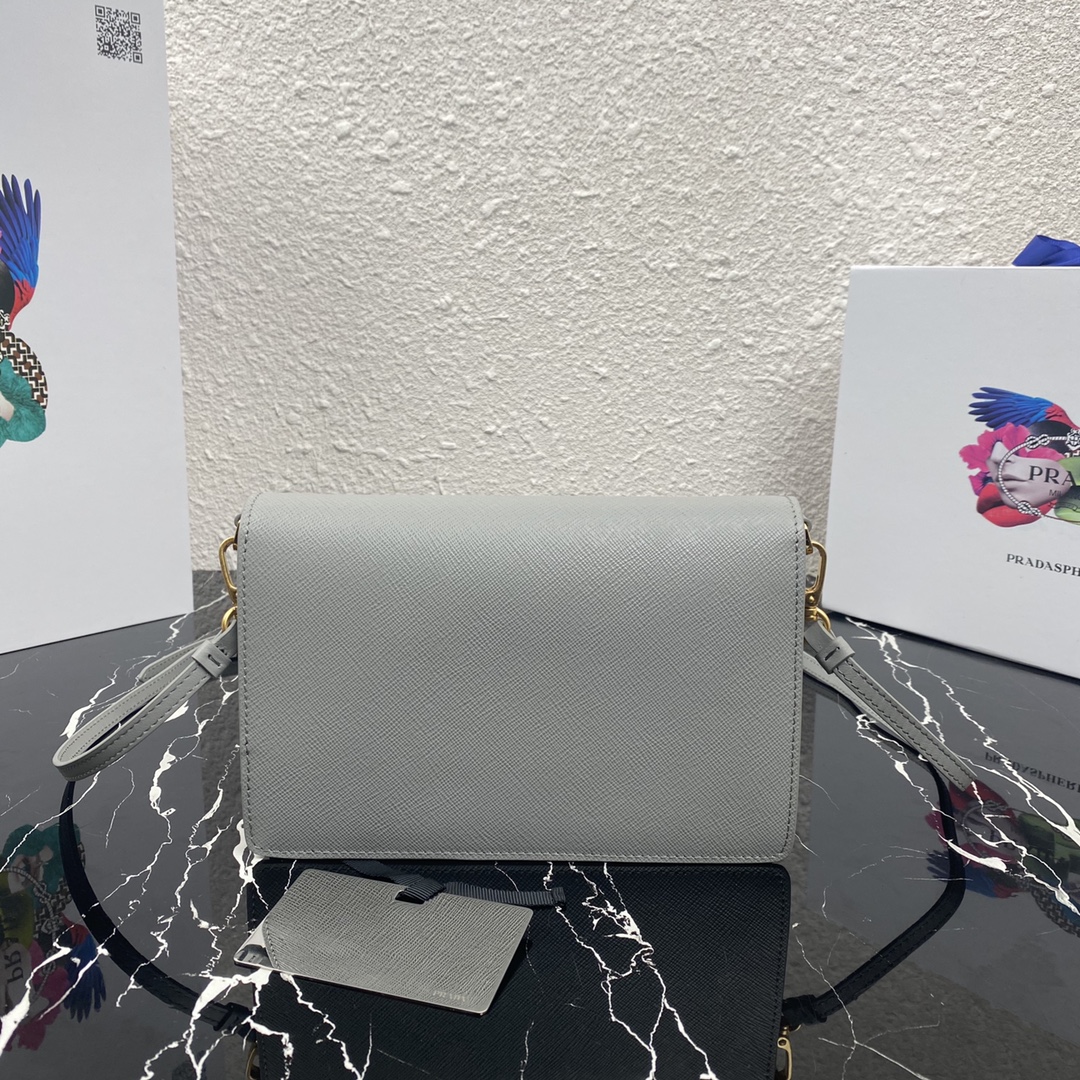 Pra*a mini saffiano leather bag state grey 1bp020 20 x 12 x 4 cm