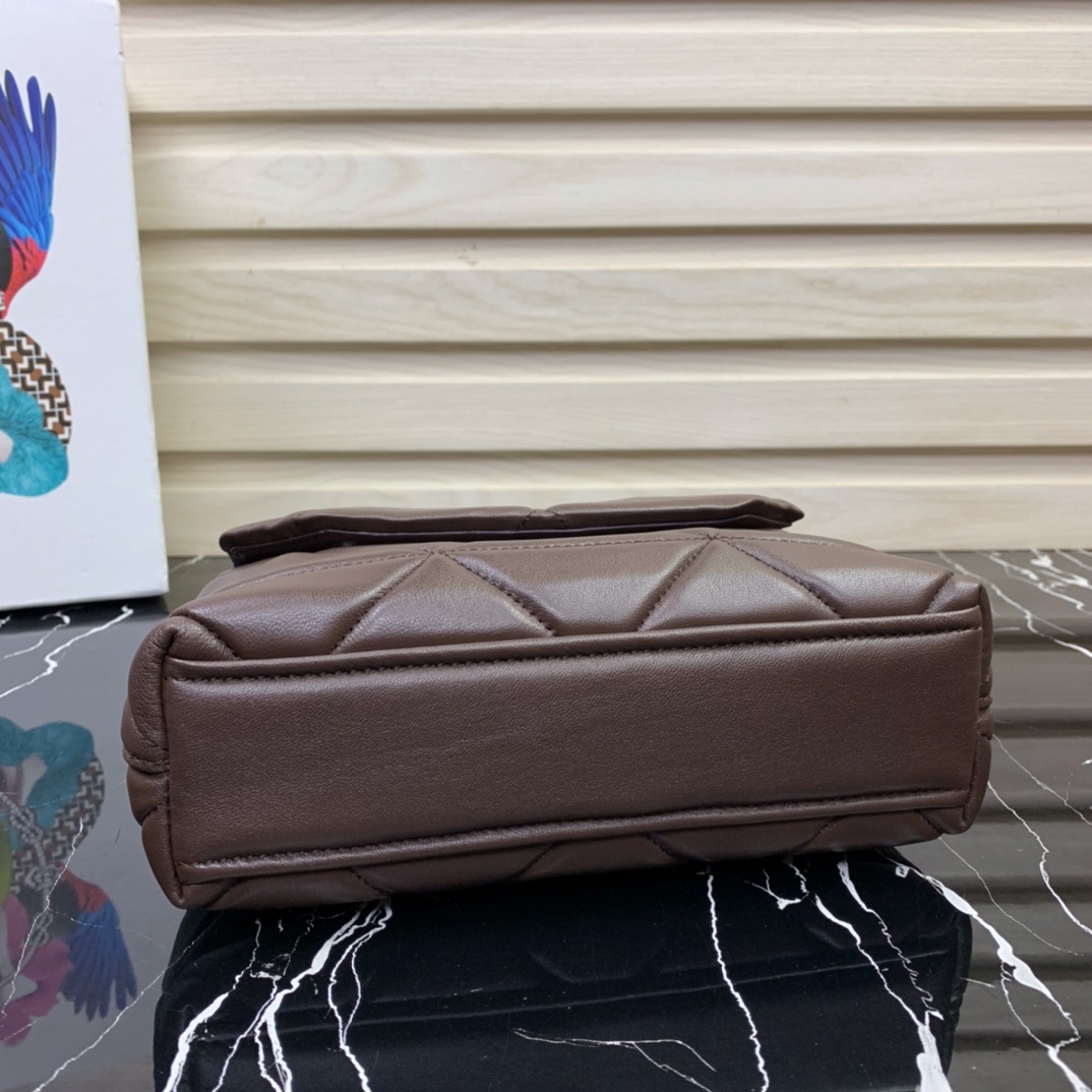 Pra*a small spectrum nappa leather bag dark brown 1bd233 23 x 17 x 8 cm