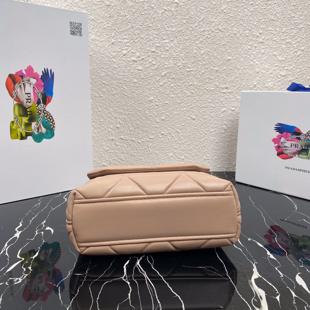 Pra*a small spectrum nappa leather bag beige 1bd233 23 x 17 x 8 cm