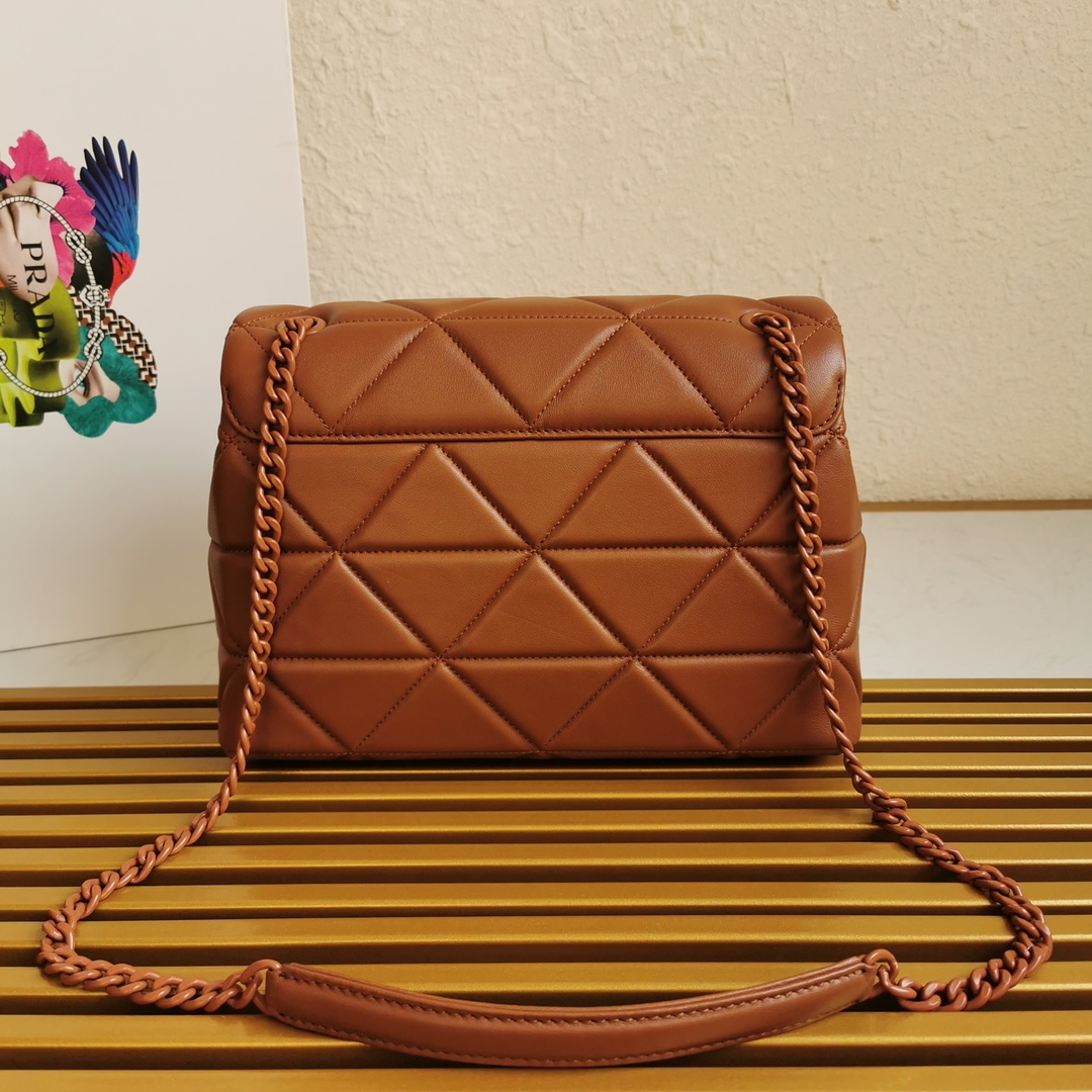 Pra*a large nappa leather Pra*a spectrum bag brown 1bd231 27 × 18.5 × 9 cm