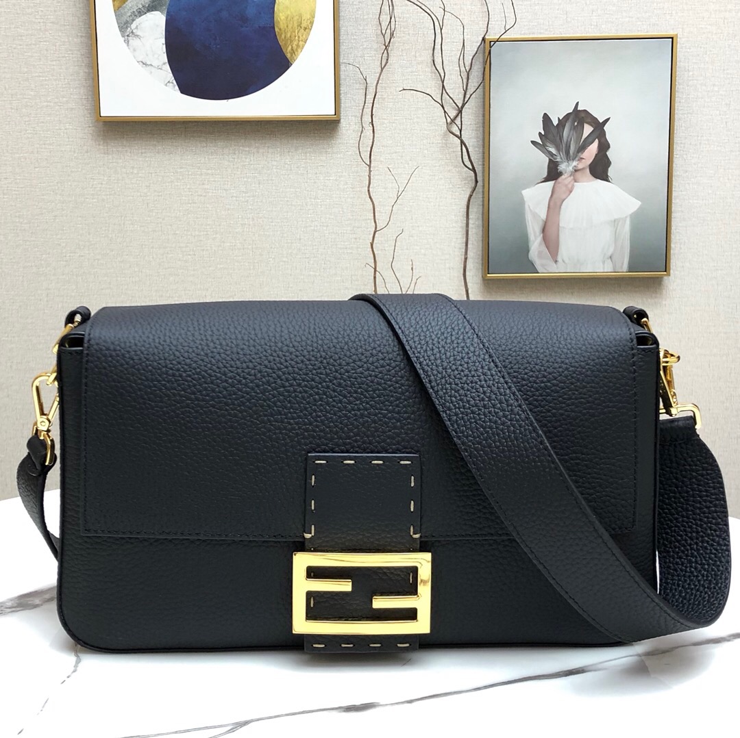 F**di large 1997 baguette leather black 33 x 18 x 5.5 cm