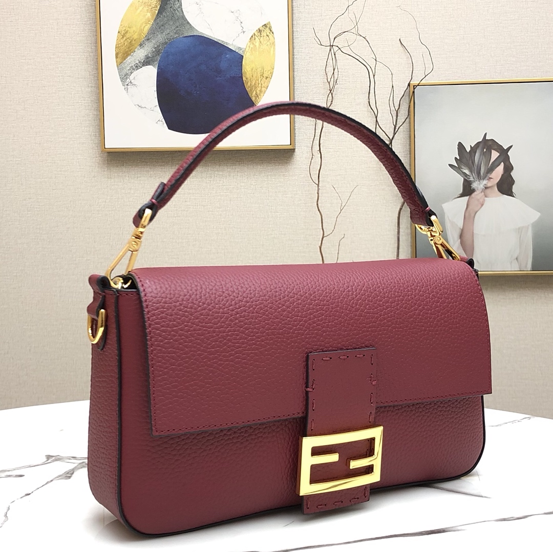 F**di large 1997 baguette leather burgundy 33 x 18 x 5.5 cm