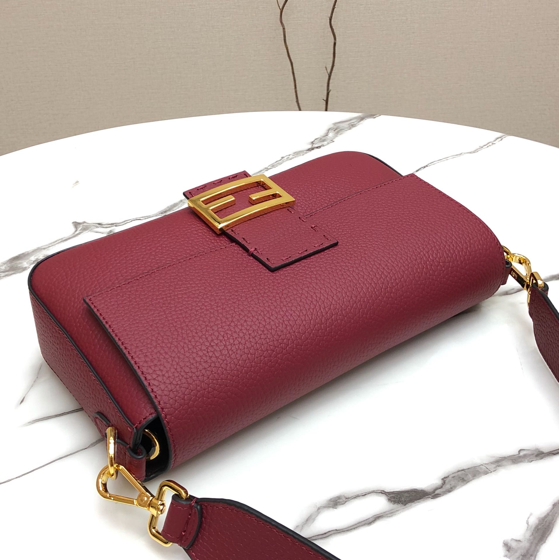 F**di large 1997 baguette leather burgundy 33 x 18 x 5.5 cm