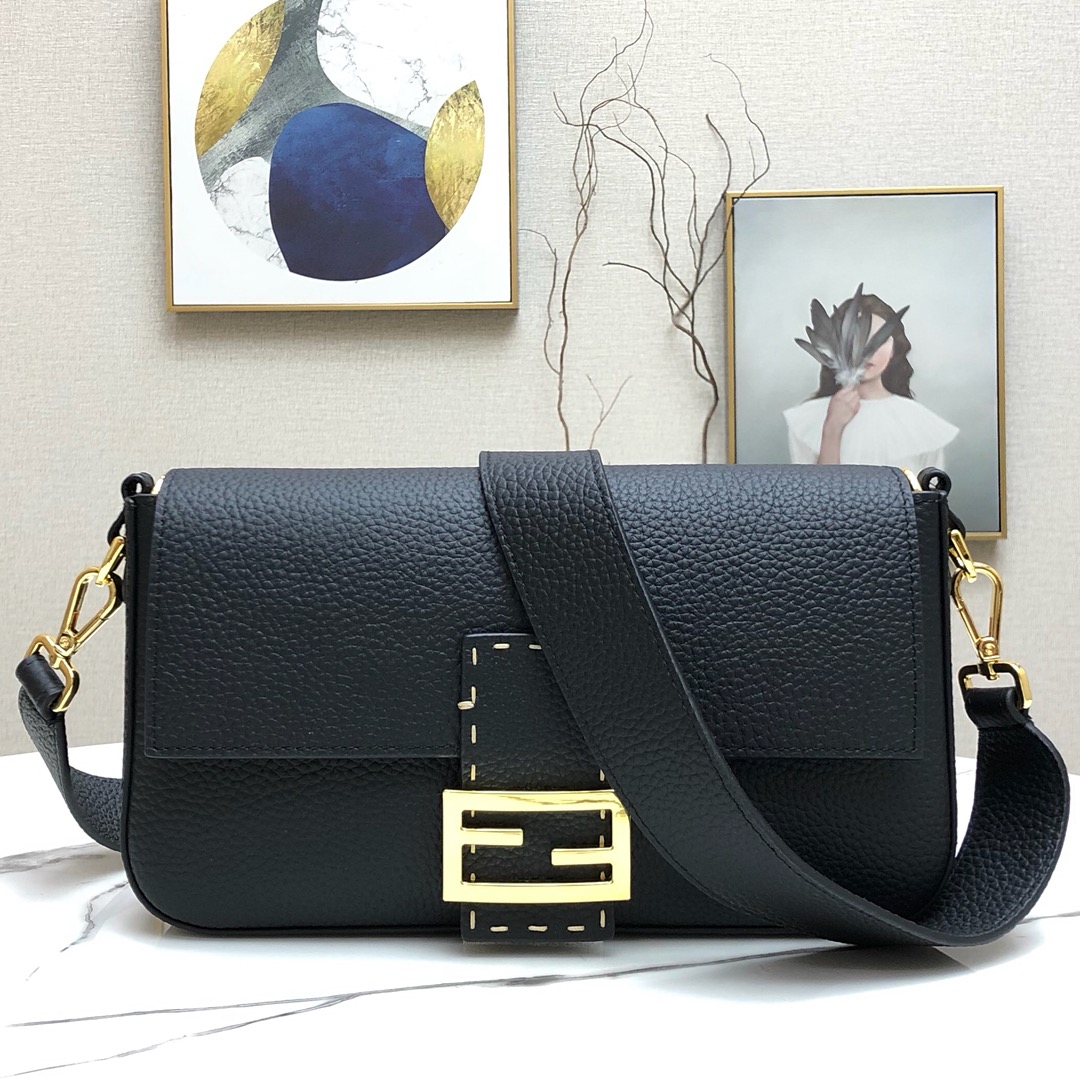 F**di medium 1997 baguette leather black 26 x 14 x 4 cm