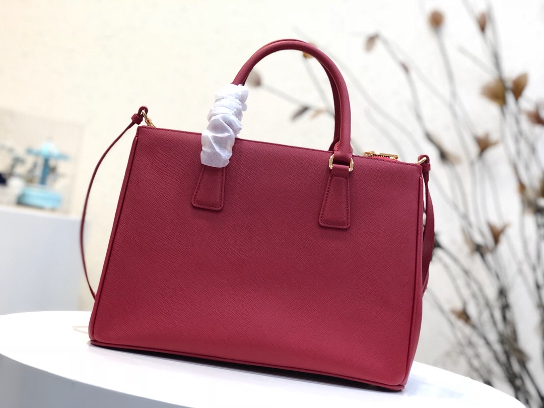 Pra*a large galleria saffiano leather bag fiery red 1ba274 32 × 24 × 14 cm
