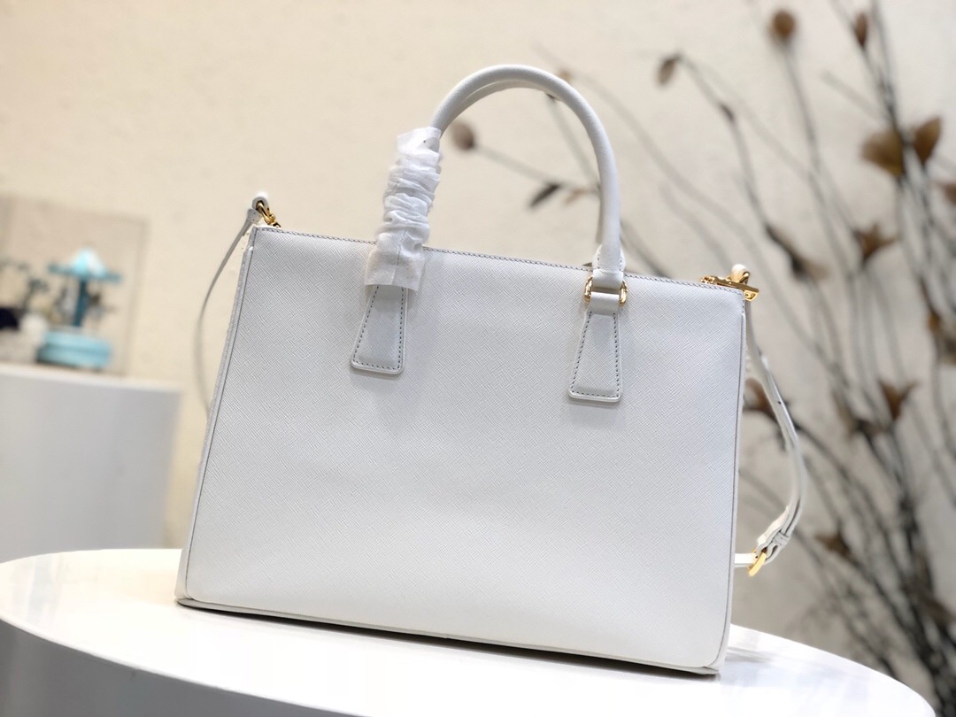 Pra*a large galleria saffiano leather bag white 1ba274 32 × 24 × 14 cm