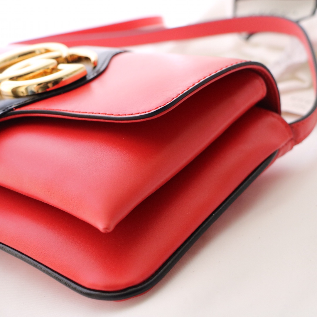 Gvc*1 small arli shoulder bag leather black and red 550129 25 x 16 x 5.5 cm