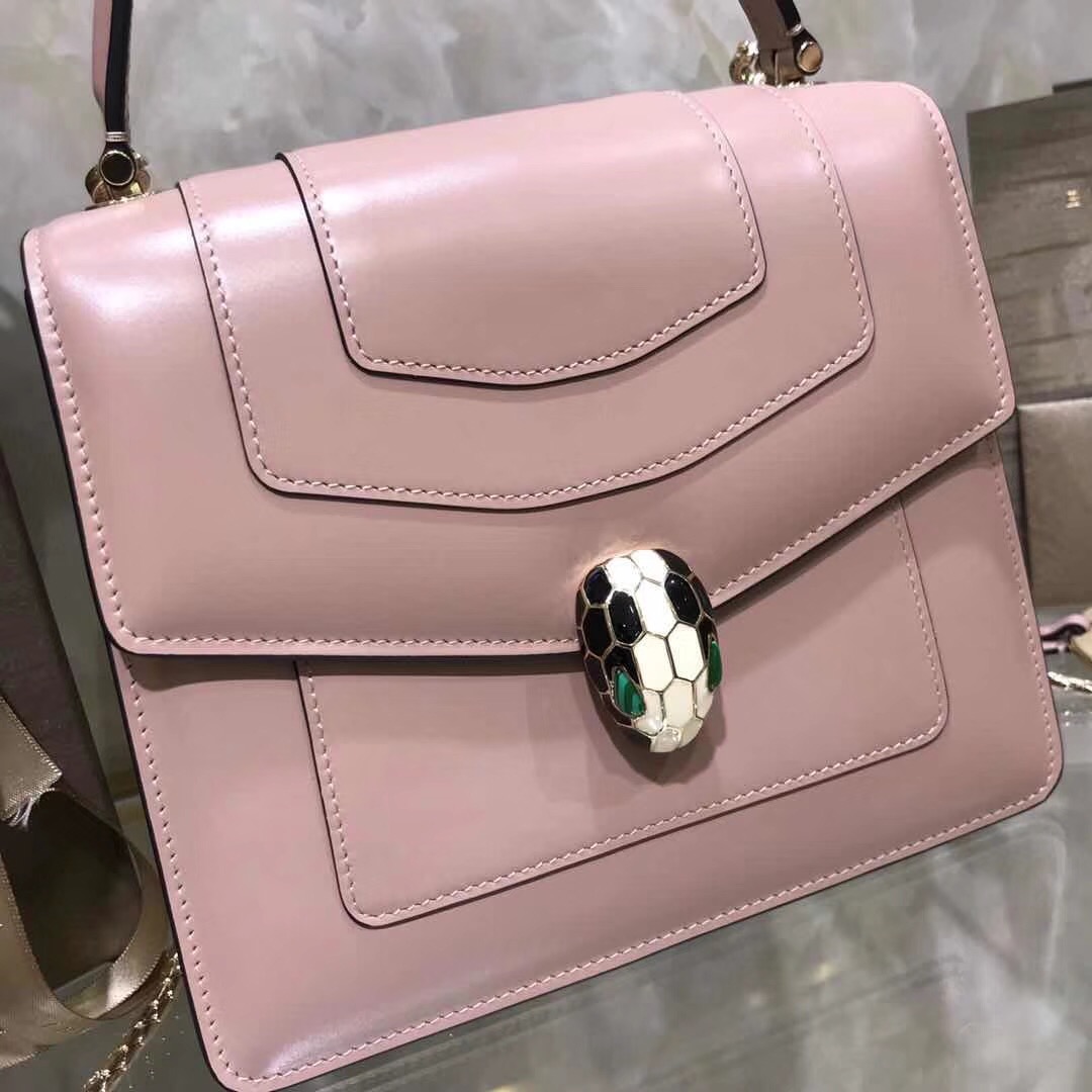 Bv1g*ai serpenti forever crossbody bag leather pink beige 280165 20 x 16 x 9 cm