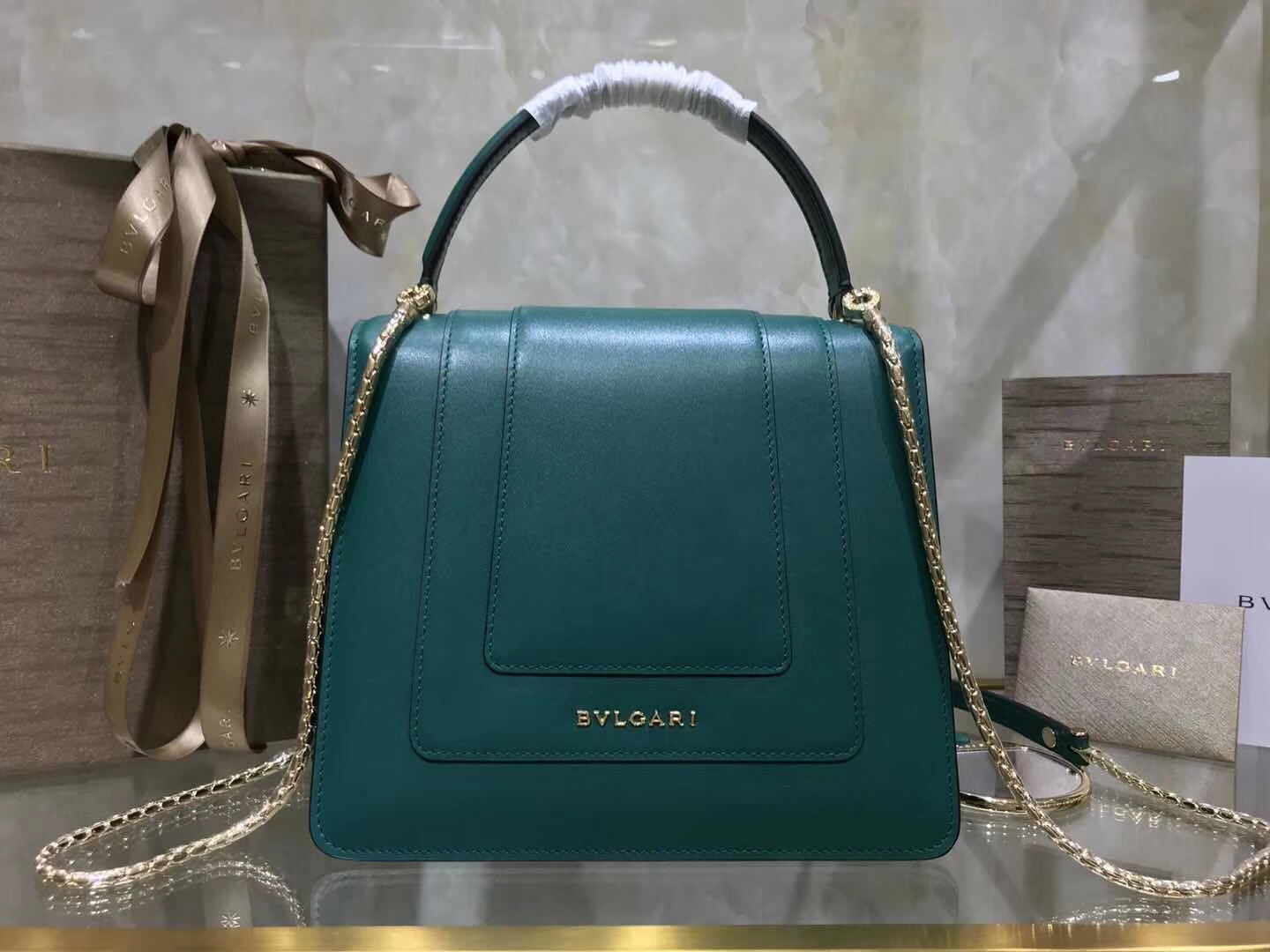 Bv1g*ai serpenti forever crossbody bag leather emerald green 39778 20 x 16 x 9 cm