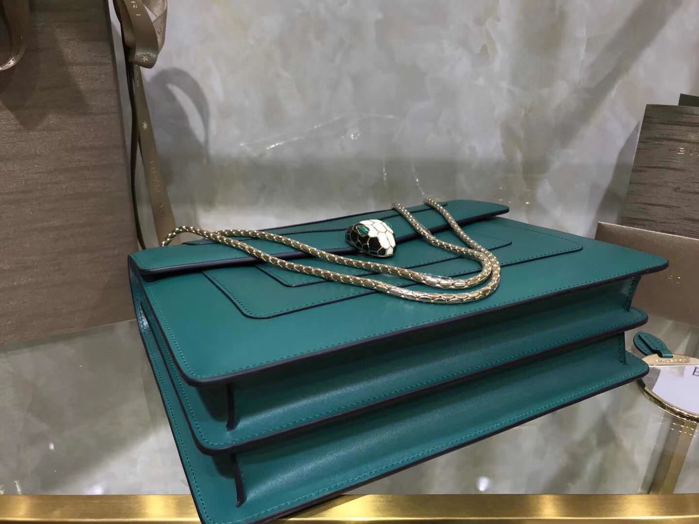 Bv1g*ai serpenti forever shoulder bag leather emerald green 35362 28 x 19 x 8 cm