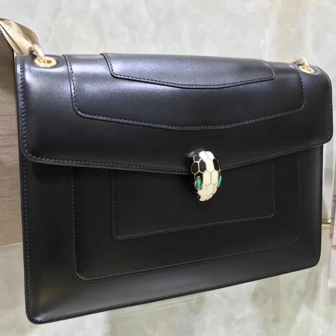 Bv1g*ai serpenti forever shoulder bag leather black 283170 28 x 19 x 8 cm