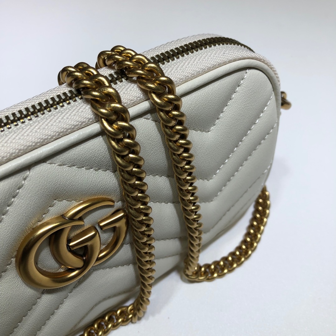 Gvc*1 gg marmont crossbody bag leather white 598596 19 x 10 cm