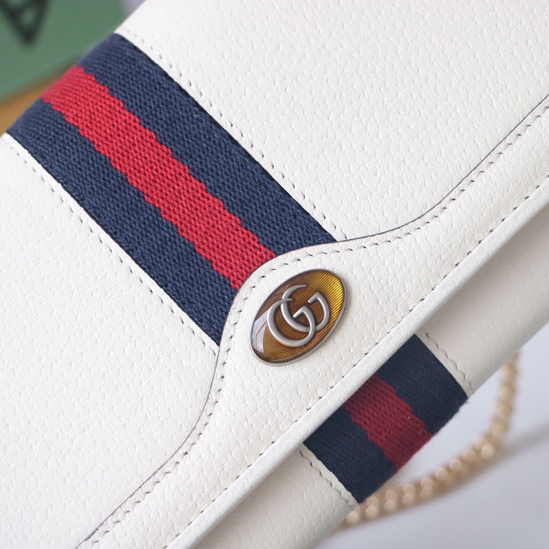 Gvc*1 ophidia gg chain wallet leather white 546592 19 x 10 x  3.5 cm