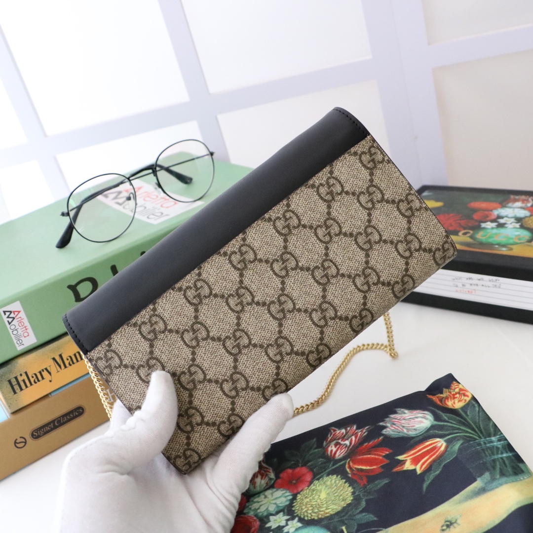 Gvc*1 padlock continental wallet ebony gg svp*me canvas black leather top ‎453506 19 x 10 x 3.5 cm