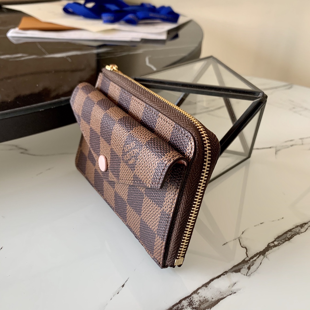 l0vis Vvtt0n card holder recto verso damier ebene canvas rose ballerine n60405 13 cm