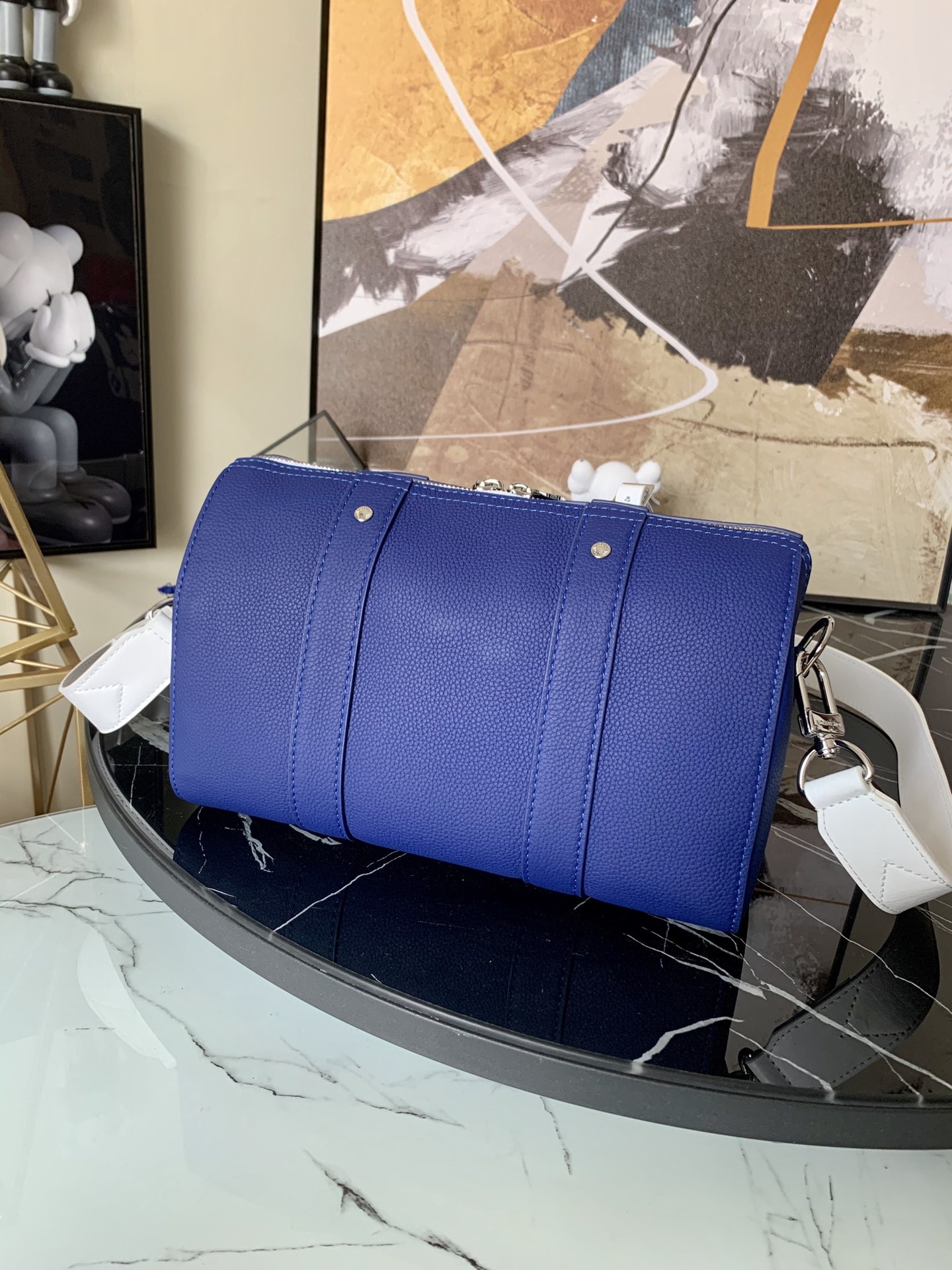 l0vis Vvtt0n city keepall graphic leather blue m58747 27 x 17 x 13 cm