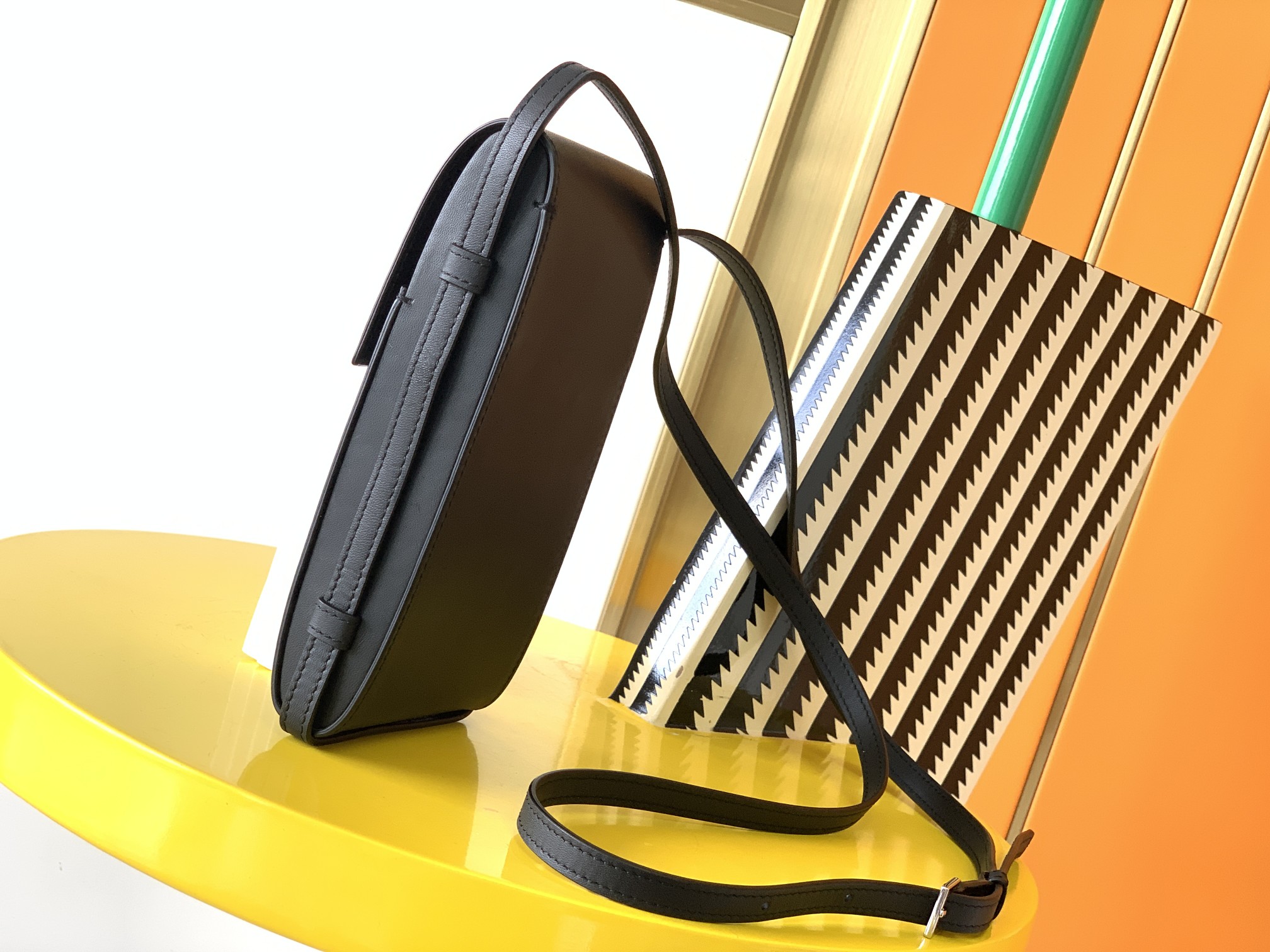 y51 tuc phone pouch with strap in S*pple calfskin black 6677182 9 x 3.5 x 18 cm