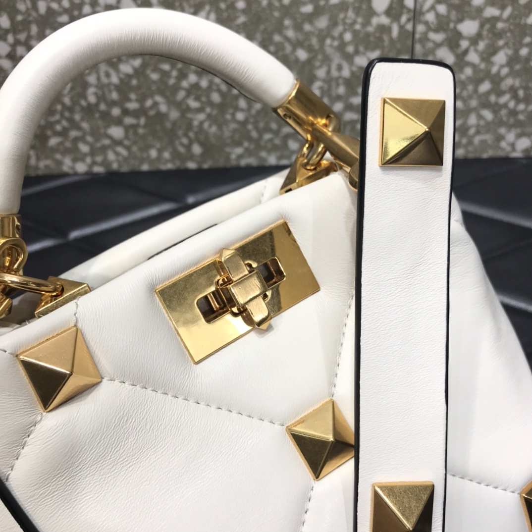 Va1e*ntin0 small roman stud the handle bag in nappa white vw0b0i97bsf 20 × 9 × 15 cm